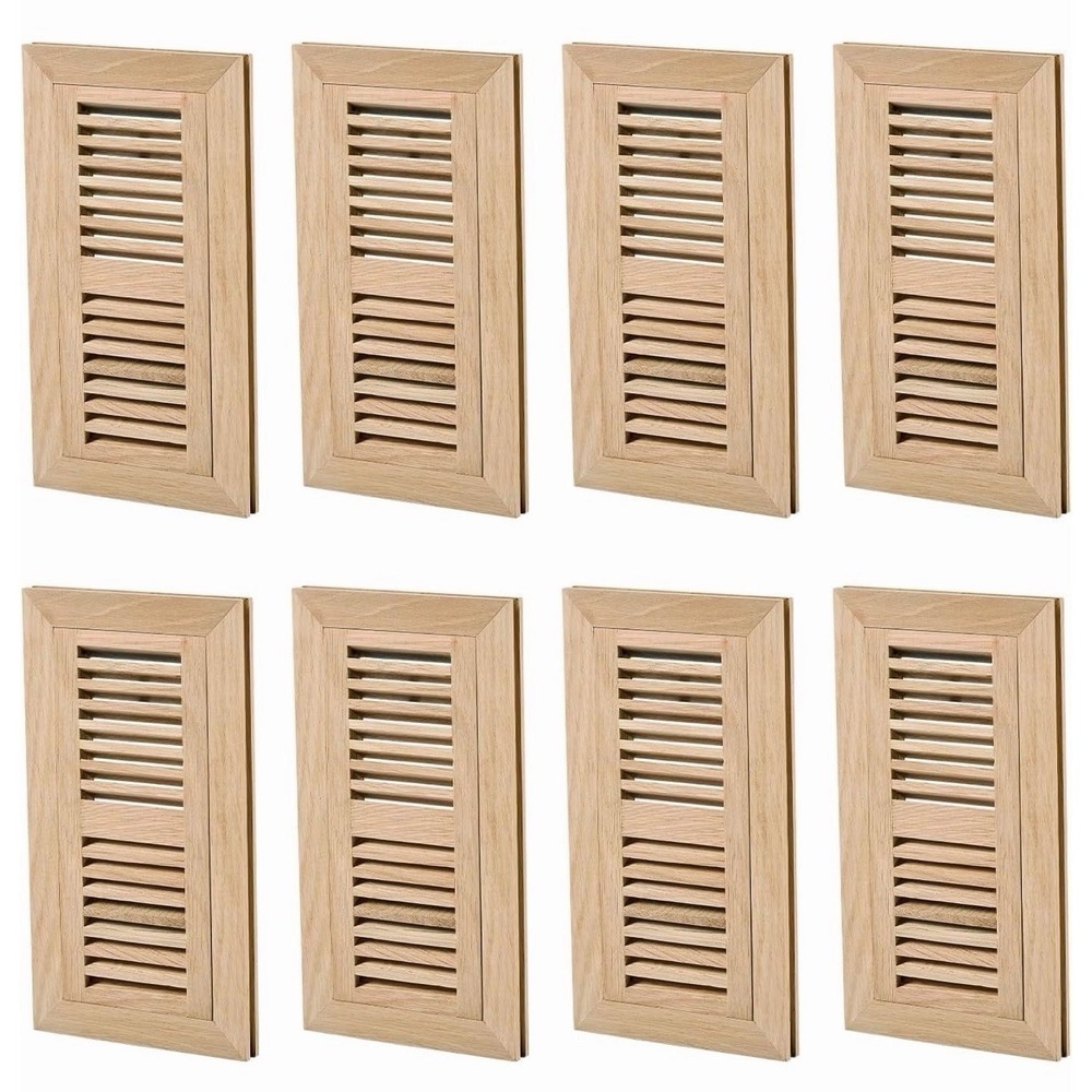 8 Pcs Pack Red Oak Floor Register, Drop in Vent, 4x10 Inch, Unfinished